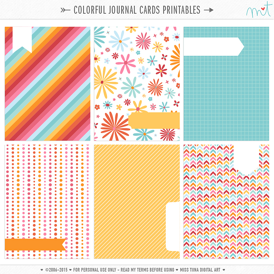 FREE Printables » Colorful Journal Cards